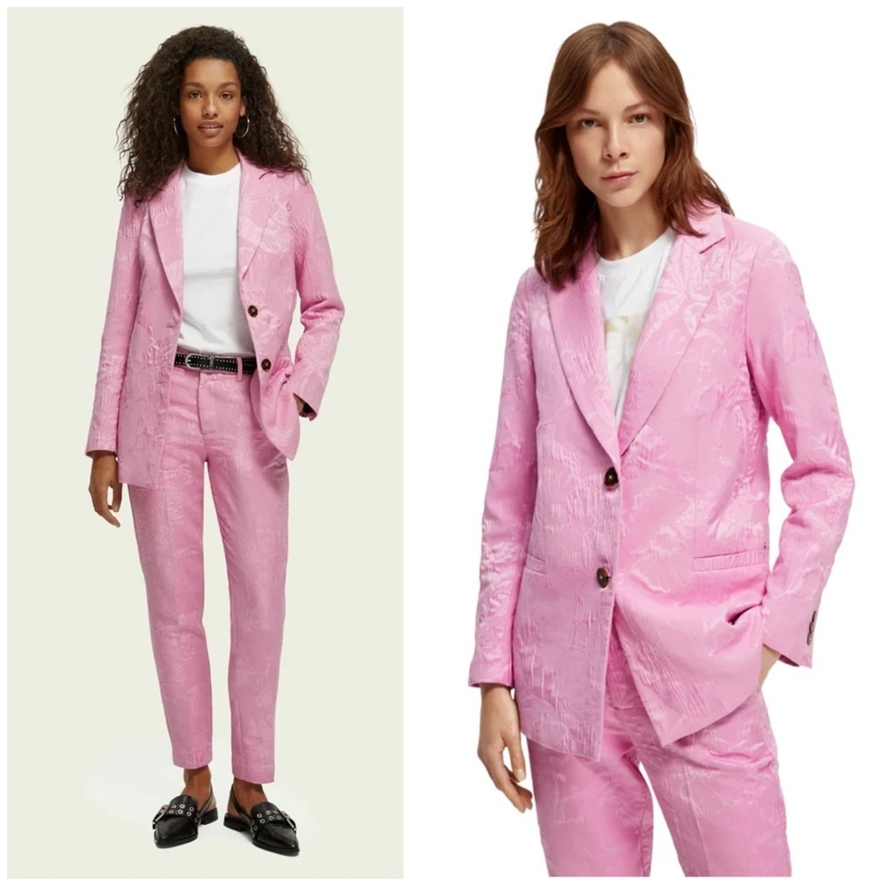 NWOT Scotch & Soda Floral Jacquard Blazer Orchid Pink